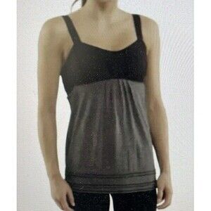 Size 6 Lululemon Bra Tank Run Back On Track Top Black Gray